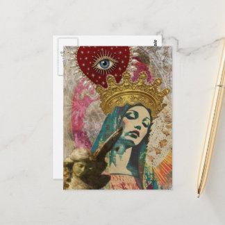 Mary and Angel Mixed Media Collage Postcard