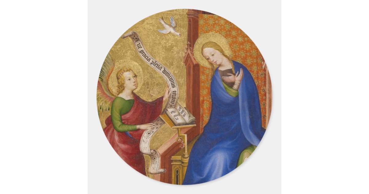 Mary And Angel Of Annunciation Classic Round Sticker Zazzle Com
