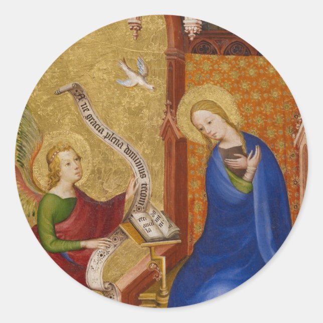 Mary and Angel of Annunciation Classic Round Sticker (Front)