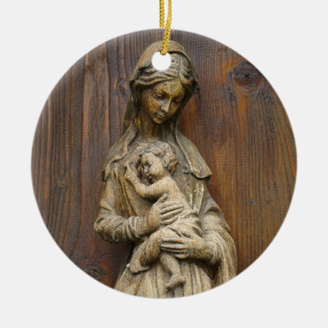 Mary And Baby Jesus Ceramic Ornament (Front)