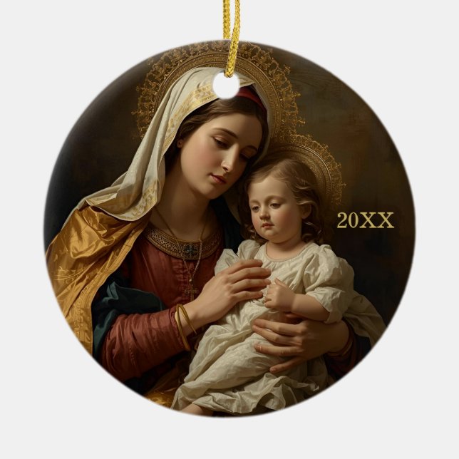 Mary and Baby Jesus Religious Christmas Ornaments (Front)