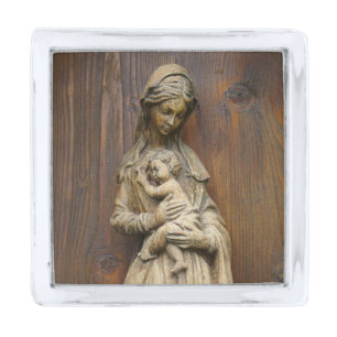 Mary And Baby Jesus Silver Finish Lapel Pin
