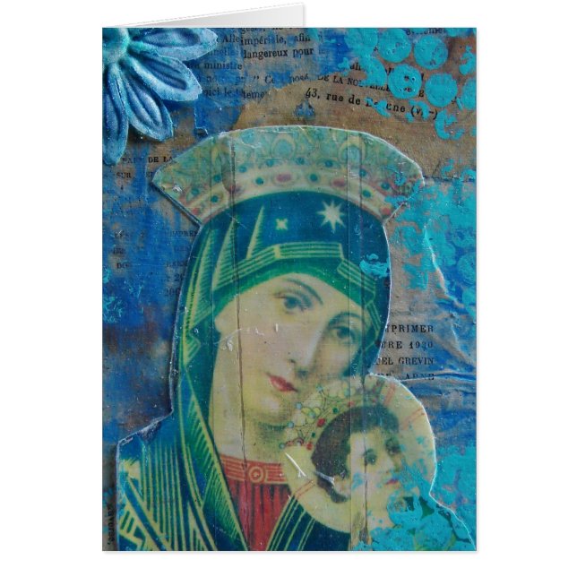 Mary and Child Mixed Media Collage Cards (Front)