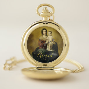 Mary and Child, Personalized Fine Art Pocket Watch