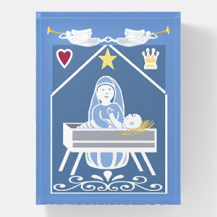 Mary and Jesus angels Christmas nativity Paperweight