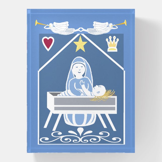 Mary and Jesus angels Christmas nativity Paperweight (Vertical)