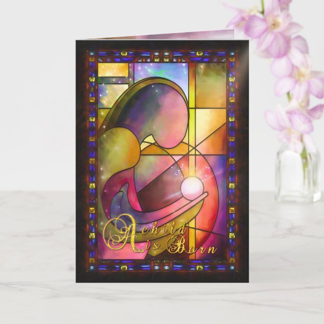 Mary and Jesus Baby A CHILD IS BORN Card (Orchid)