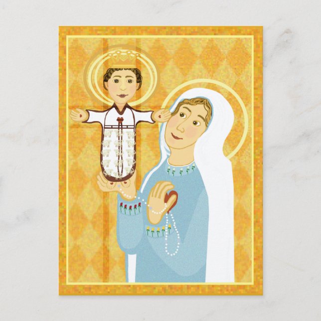 Mary and Jesus modern Catholic icon Postcard (Front)
