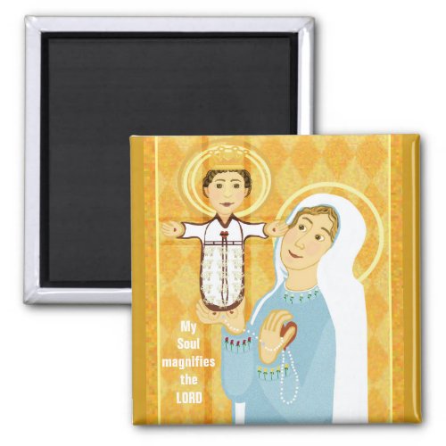 Mary and Jesus modern icon Magnet