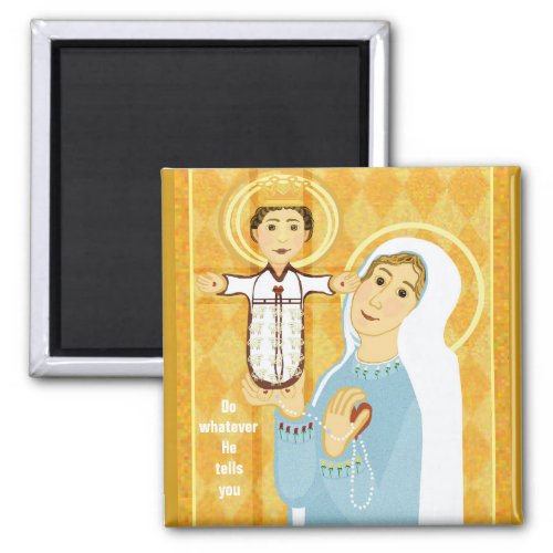 Mary and Jesus modern icon Magnet