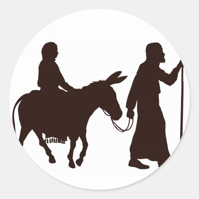 Mary and Joseph silhouettes Classic Round Sticker (Front)