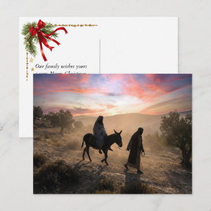 Mary and Joseph Traveling To Bethlehem Holiday Postcard