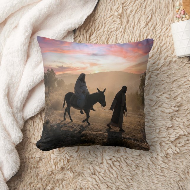 Mary and Joseph Traveling To Bethlehem Throw Pillow (Blanket)