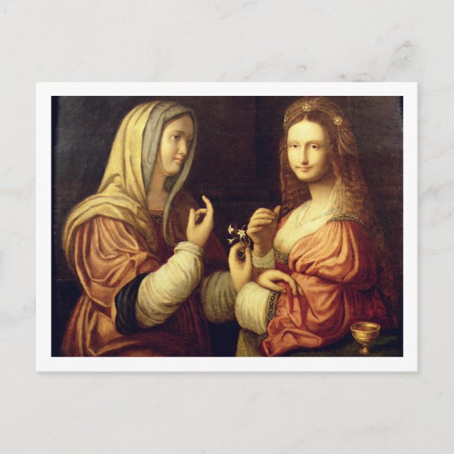 Mary and Martha (oil on panel) Postcard (Front)