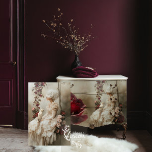 Mary Antoinette Portrait Bird & Rose Floral  Tissue Paper