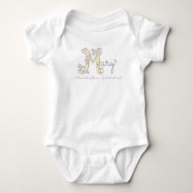 Mary baby girls M name and meaning custom clothes Baby Bodysuit (Front)