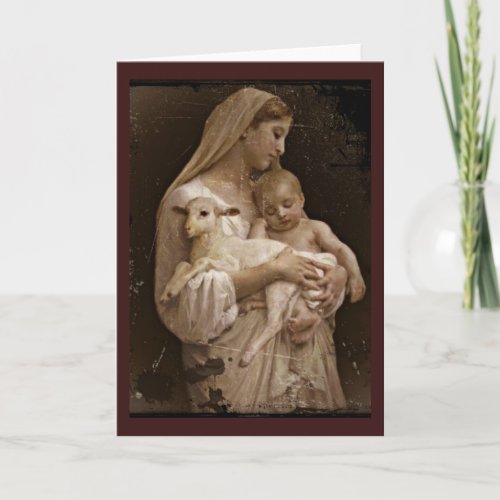 Mary Baby Jesus and Lamb Card