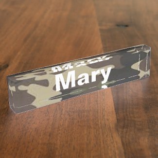 Mary camo desk name plate