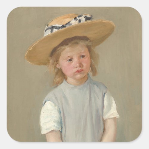 Mary Cassatt _ Child in a Straw Hat Square Sticker
