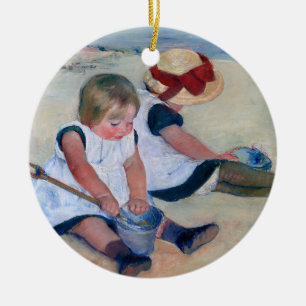 Mary Cassatt Children Playing on the Beach 1884 Ceramic Ornament