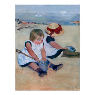 Mary Cassatt Children Playing on the Beach 1884 Poster