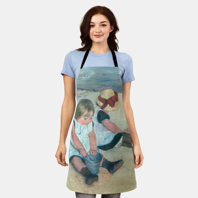 Mary Cassatt - Children Playing on the Beach Apron (Worn)
