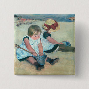 Mary Cassatt - Children Playing on the Beach Button
