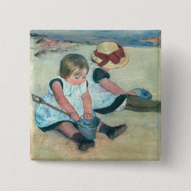 Mary Cassatt - Children Playing on the Beach Button (Front)