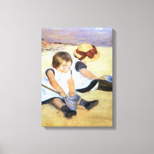 Mary Cassatt Children Playing on the Beach Canvas Print