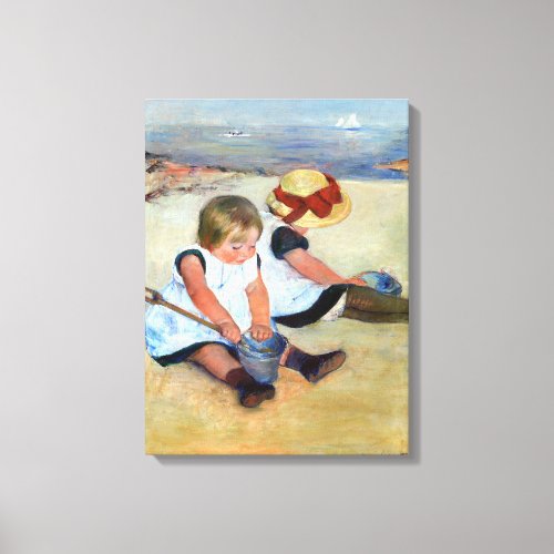 Mary Cassatt Children Playing on the Beach Canvas Print