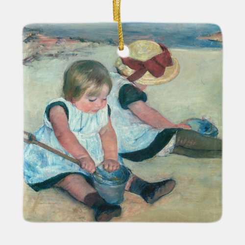 Mary Cassatt _ Children Playing on the Beach Ceramic Ornament