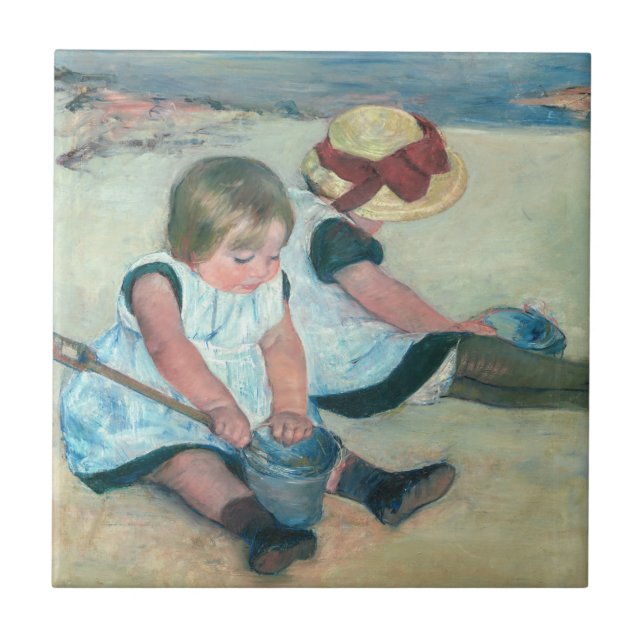 Mary Cassatt - Children Playing on the Beach Ceramic Tile (Front)