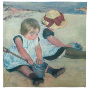 Mary Cassatt - Children Playing on the Beach Cloth Napkin