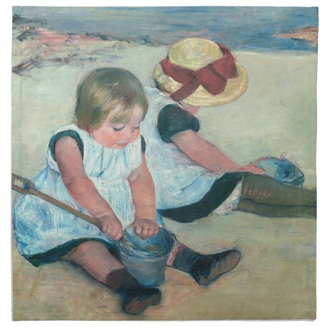 Mary Cassatt - Children Playing on the Beach Cloth Napkin (Front)