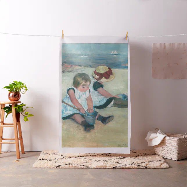 Mary Cassatt - Children Playing on the Beach Fabric | Zazzle