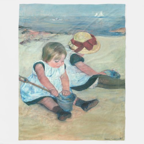 Mary Cassatt _ Children Playing on the Beach Fleece Blanket