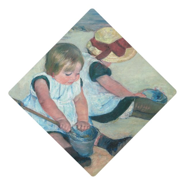 Mary Cassatt - Children Playing on the Beach Graduation Cap Topper (Front)