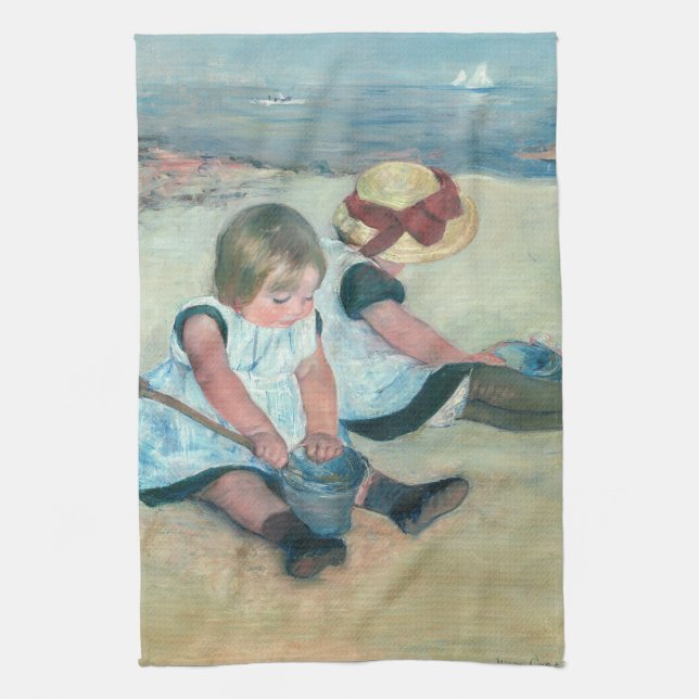 Mary Cassatt - Children Playing on the Beach Kitchen Towel (Vertical)