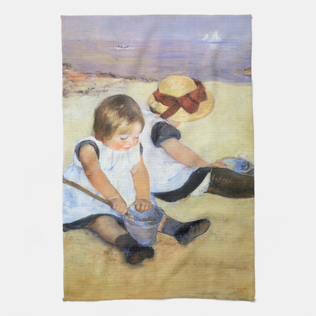 Mary Cassatt Children Playing on the Beach Kitchen Towel (Vertical)