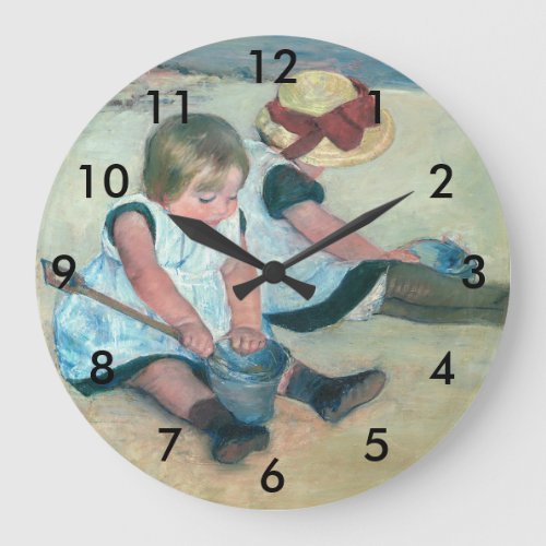 Mary Cassatt _ Children Playing on the Beach Large Clock