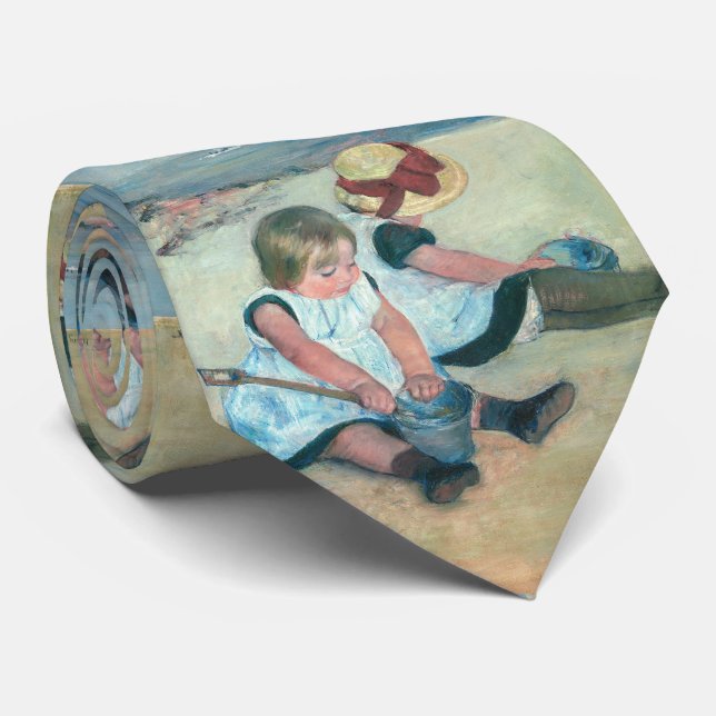 Mary Cassatt - Children Playing on the Beach Neck Tie (Rolled)