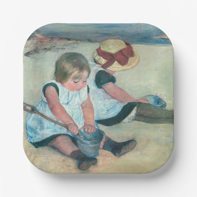 Mary Cassatt - Children Playing on the Beach Paper Plates (Front)
