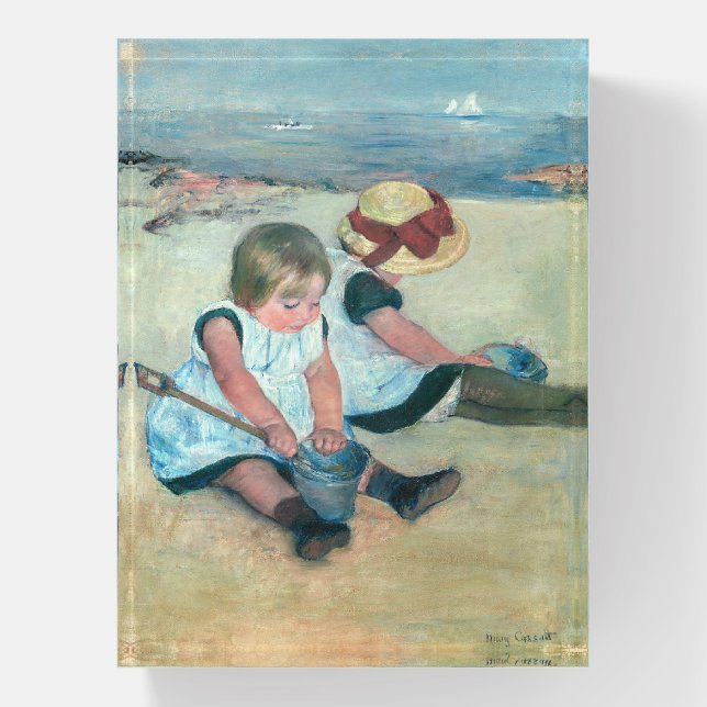 Mary Cassatt - Children Playing on the Beach  Paperweight (Vertical)
