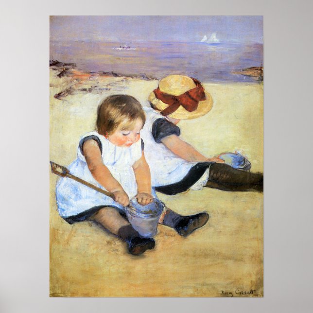 Mary Cassatt Children Playing on the Beach Poster (Front)