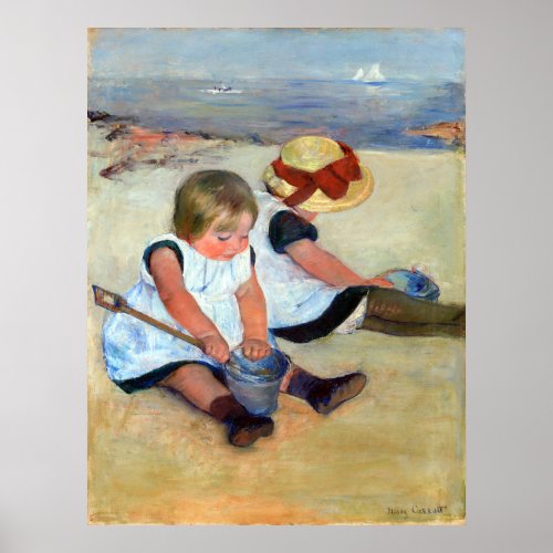 Mary Cassatt Children Playing on the Beach Poster