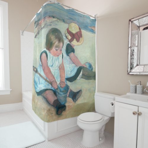 Mary Cassatt _ Children Playing on the Beach Shower Curtain