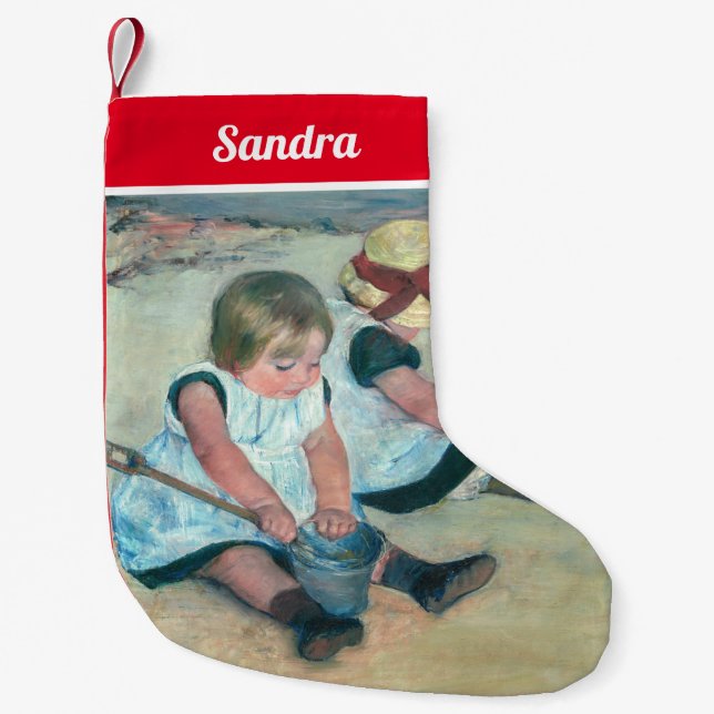 Mary Cassatt - Children Playing on the Beach Small Christmas Stocking (Front)