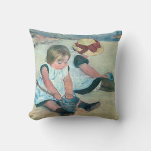 Mary Cassatt - Children Playing on the Beach Throw Pillow