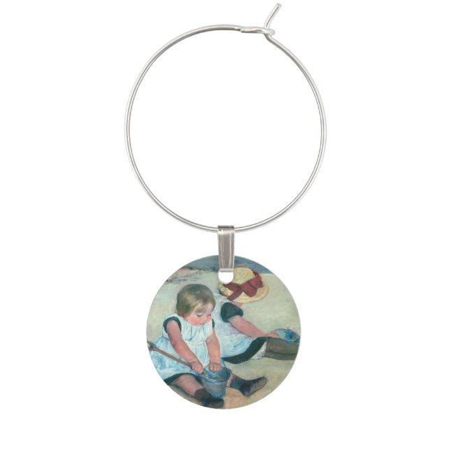 Mary Cassatt - Children Playing on the Beach Wine Charm (Front)