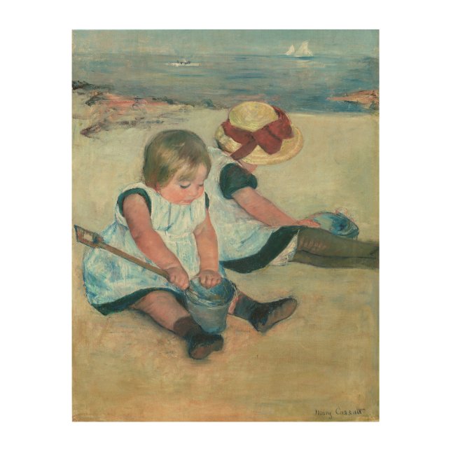 Mary Cassatt - Children Playing on the Beach Wood Wall Art (Front)